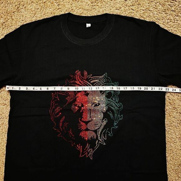 Leo Lion Bling Rhinestone Short Sleeve T-shirt -#B - Picture 4 of 8